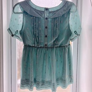 Vintage Juicy Couture | Silk Peter Pan Collar Babydoll Blouse | Size 4